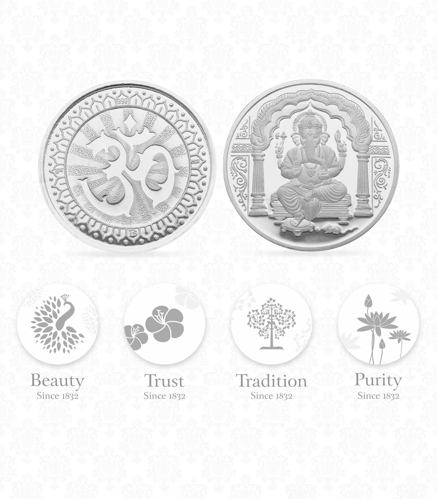 Silver Ganpati Coin 100GM