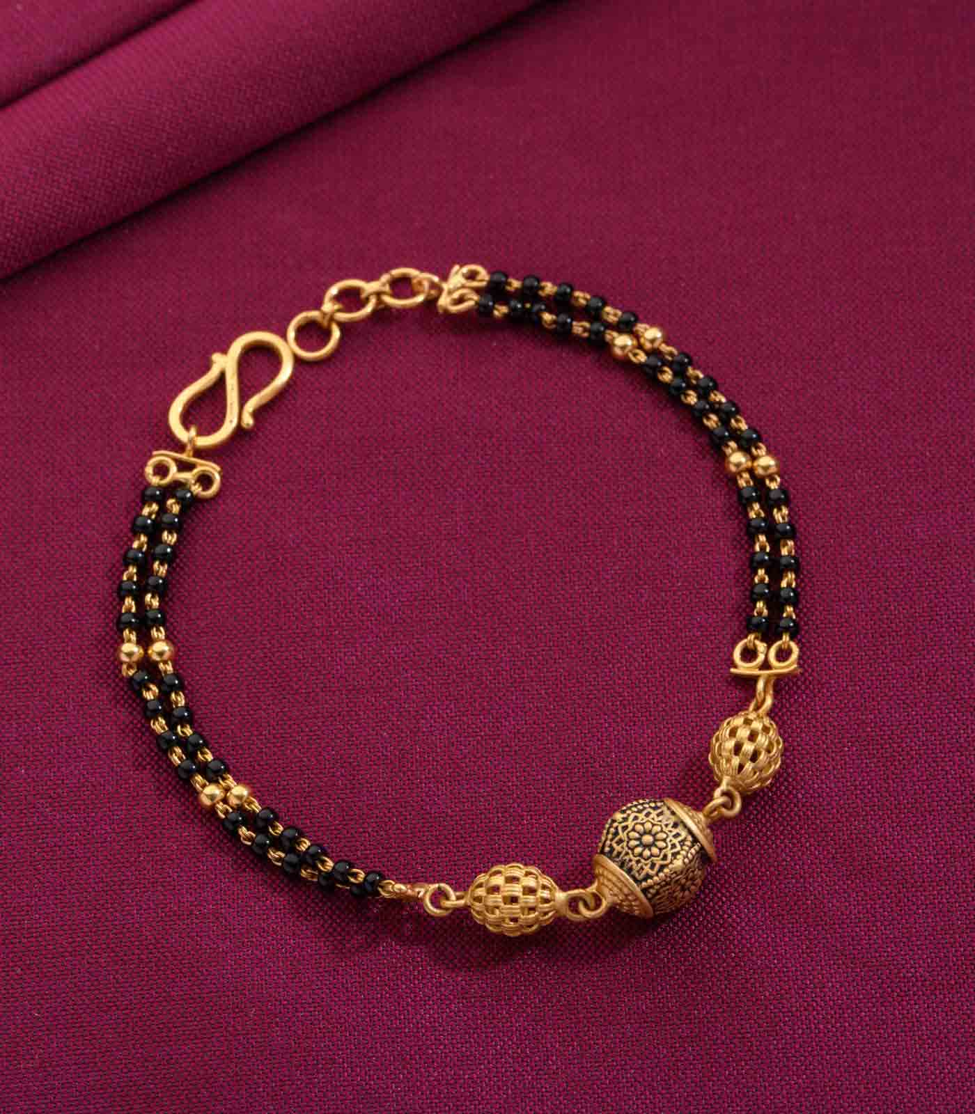 Traditinal Circle Pendant Mangalsutra Bracelet, gold bracelets, gold bracelets for women, gold bracelet for women, women gold bracelets