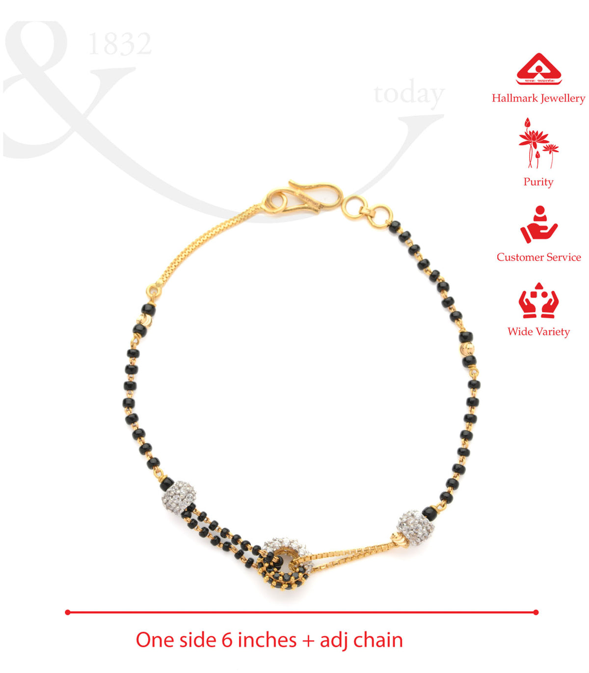 Swinging Cross Pendant Mangalsutra Bracelet