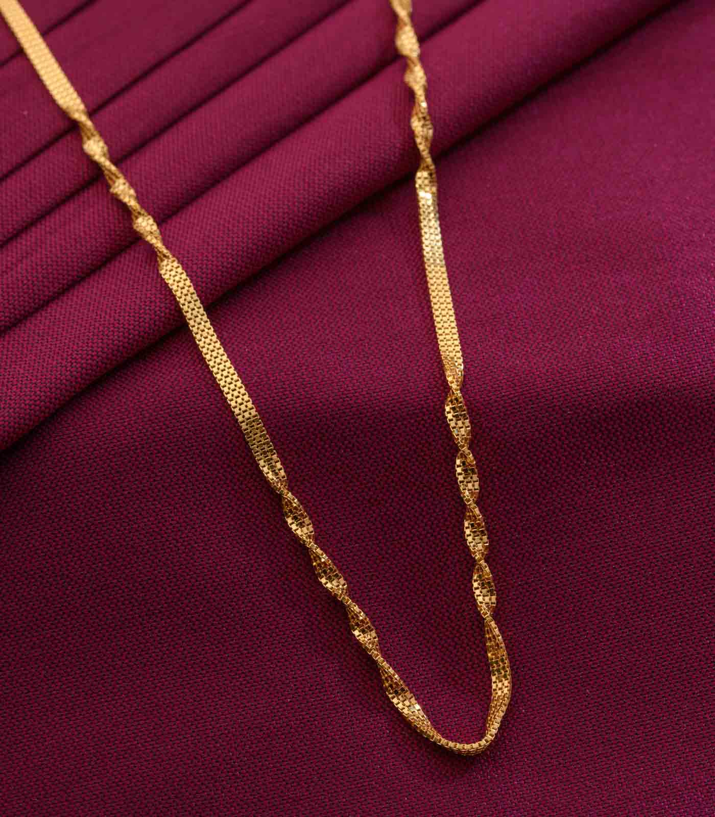 Twisted and flat chain, gold cross chain, golden chain, chain with gold