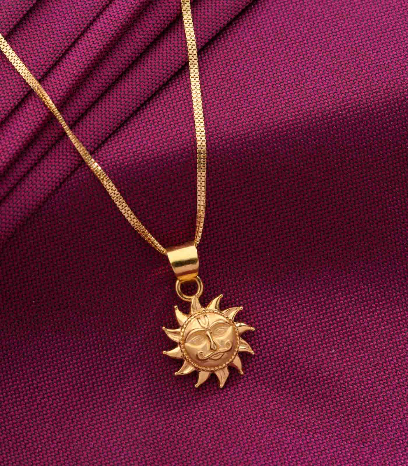 Sun Shaped Gold Chain Pendant