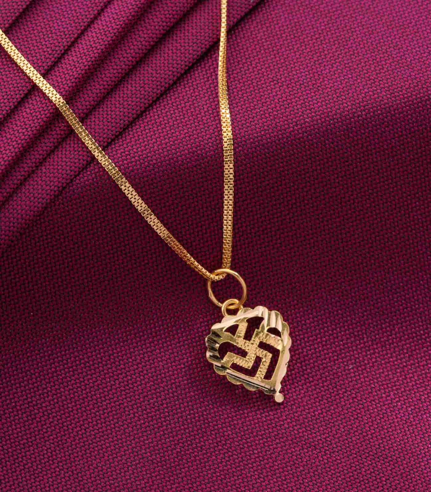 Swastik And Heart Gold ChaIn Pendant