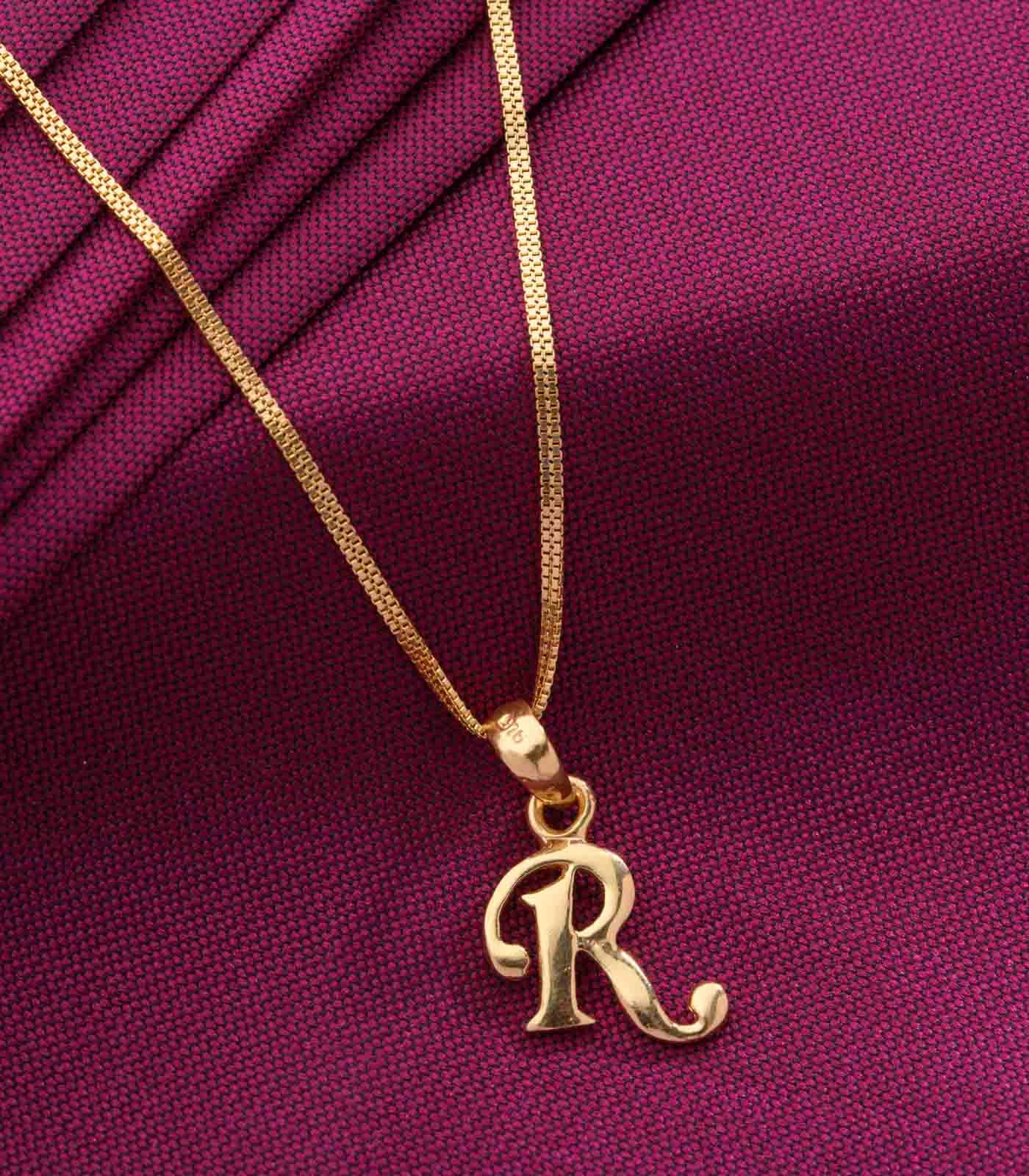 R Letter Gold Chain Pendant