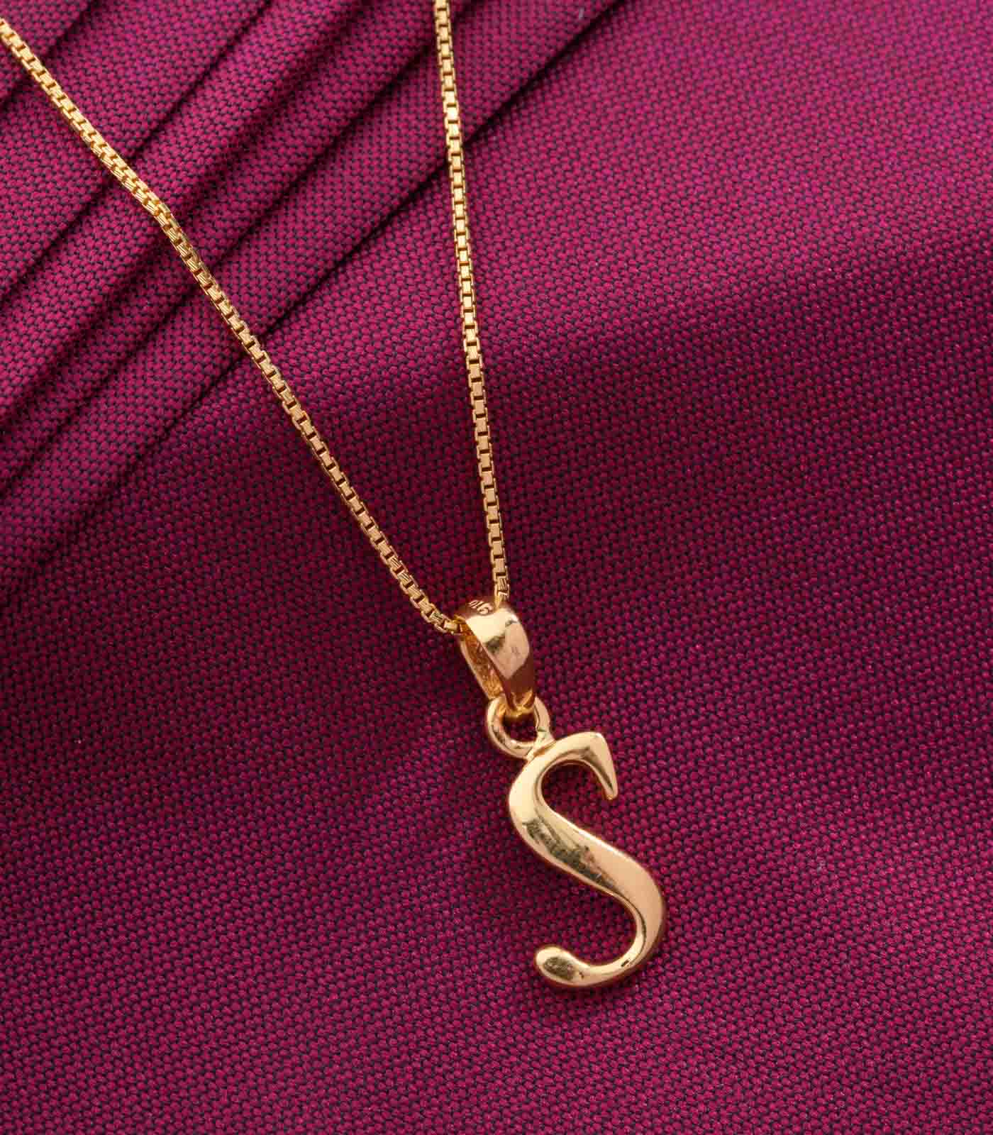 S Letter Gold Chain Pendant