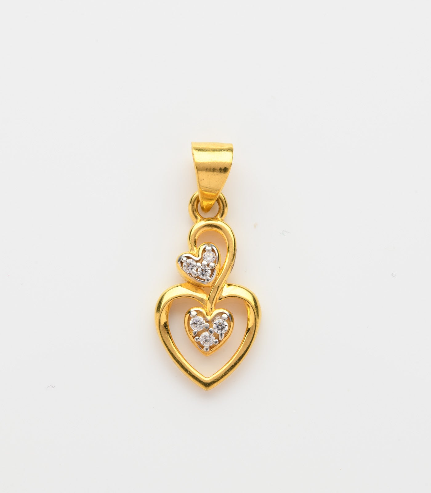 Double heart stone chain pendant