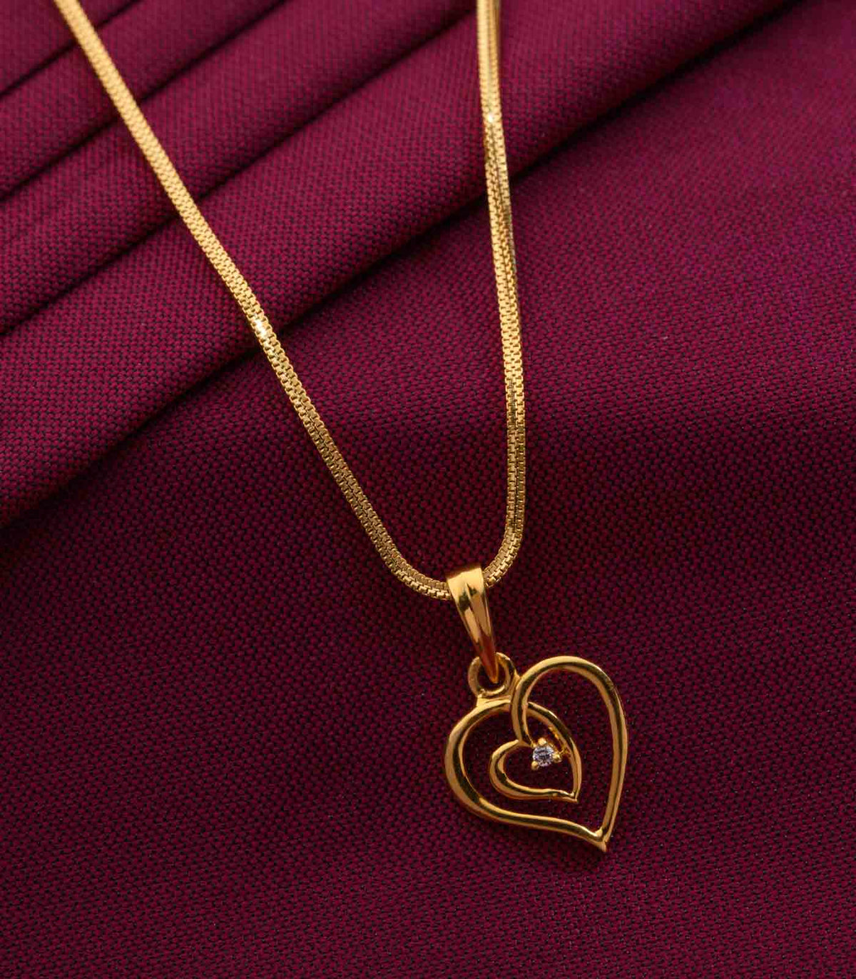 Heart in heart chain pendant