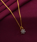 Polki stud flower chain pendant