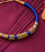 Dark Blue Thread with Long Swirls Goph Necklace