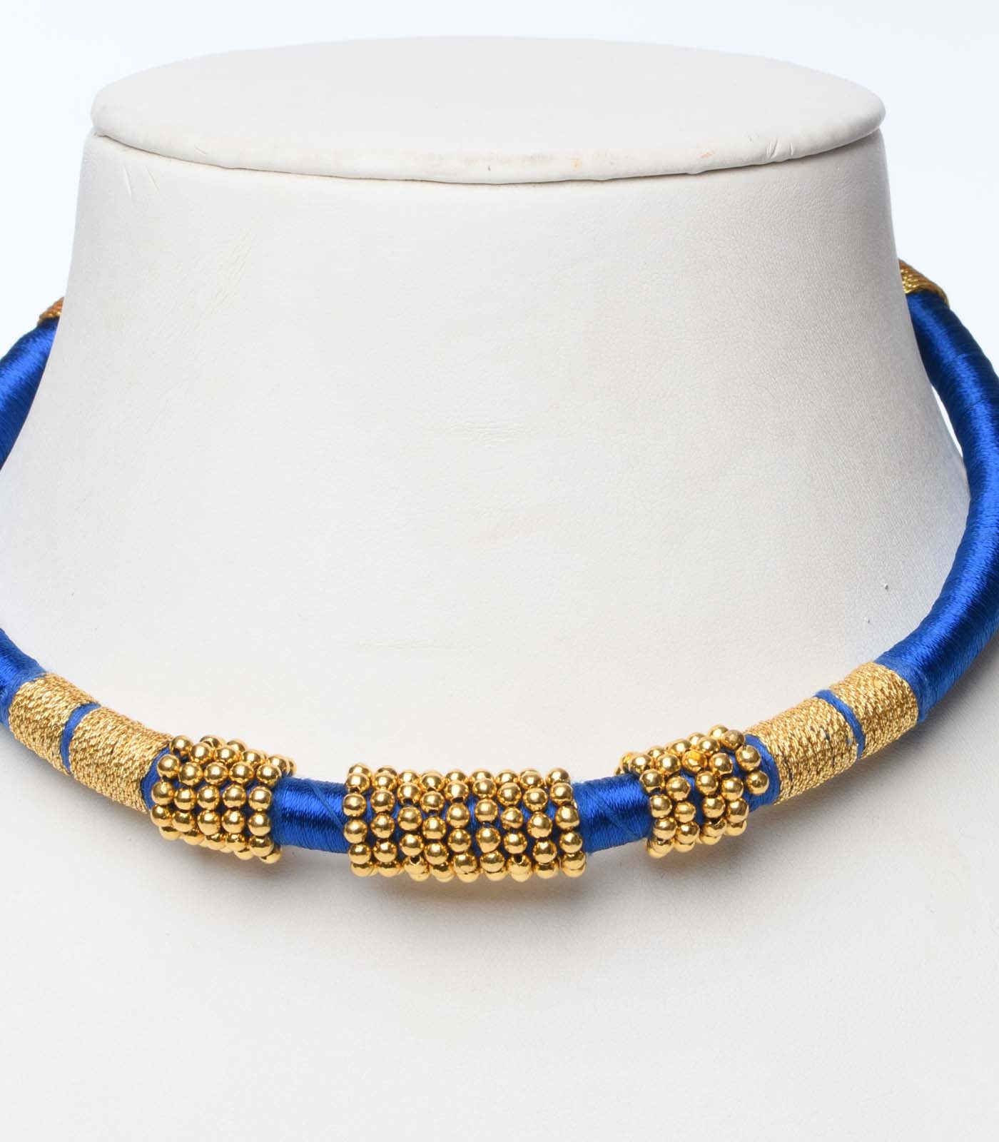 Dark Blue Thread with Long Swirls Goph Necklace