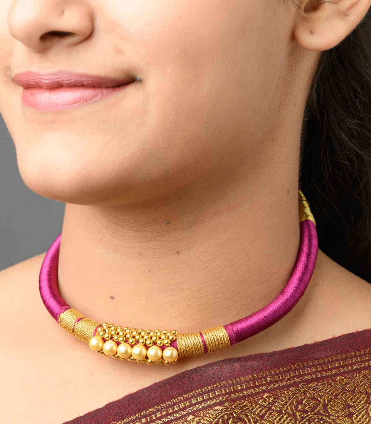 Magenta Thread Goph Necklace