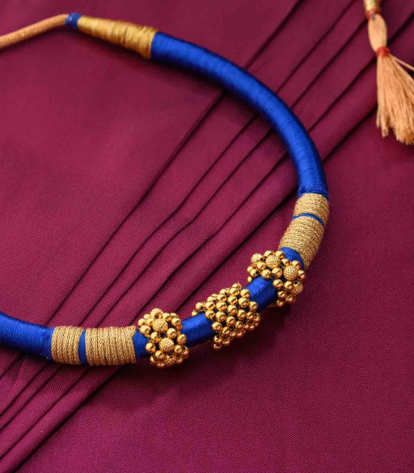 Dark Blue Thread Goph Necklace