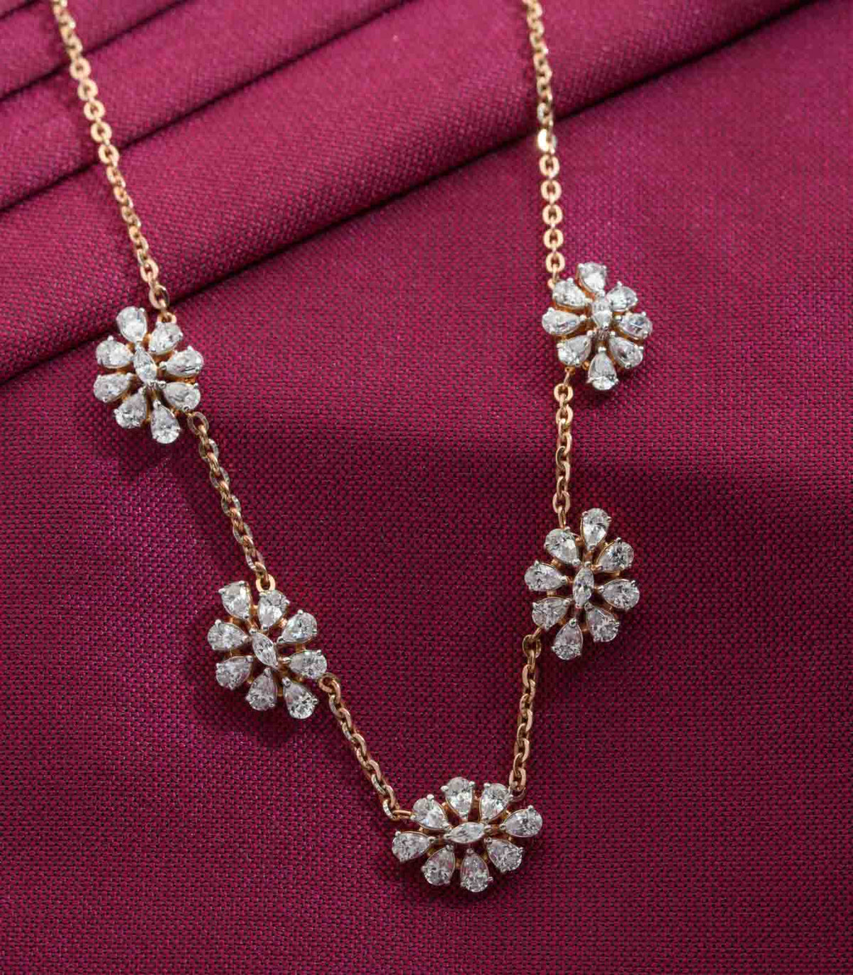 Flower Crystal Necklace, clover necklace, gold necklace women