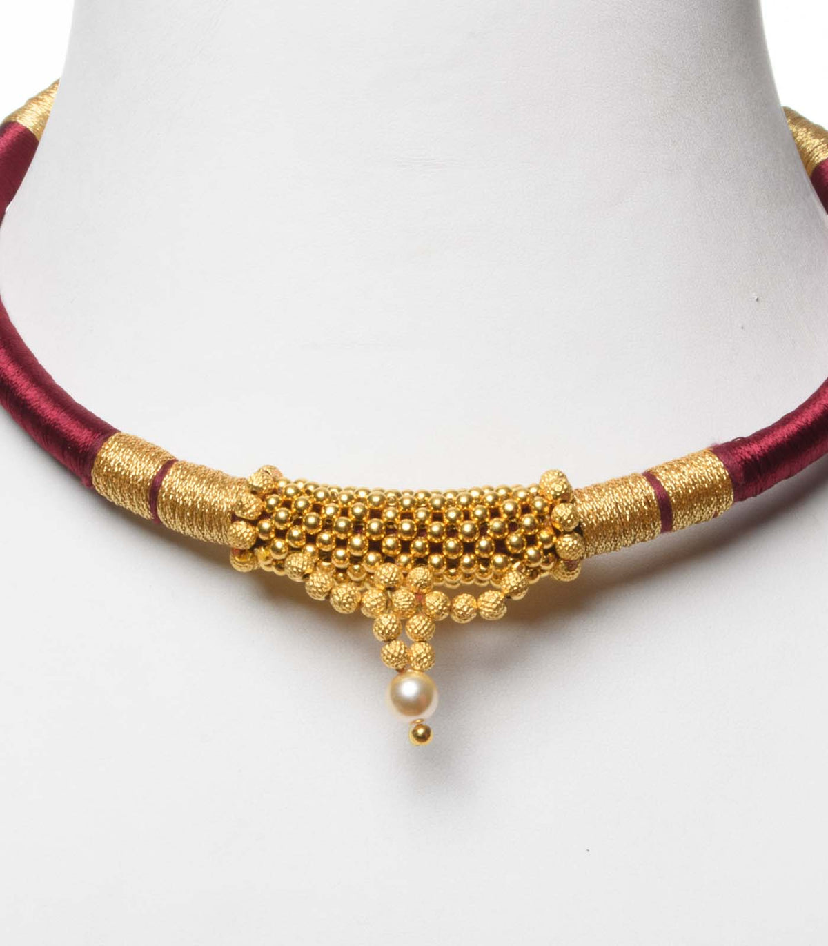 Dusky Maroon Thread Goph Necklace