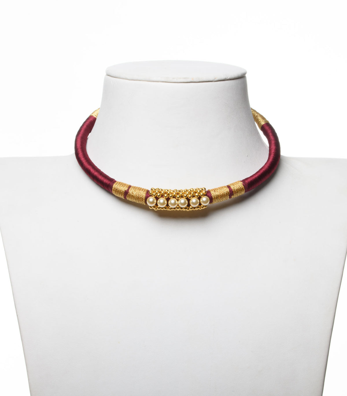 Rust Maroon Thread Goph Necklace