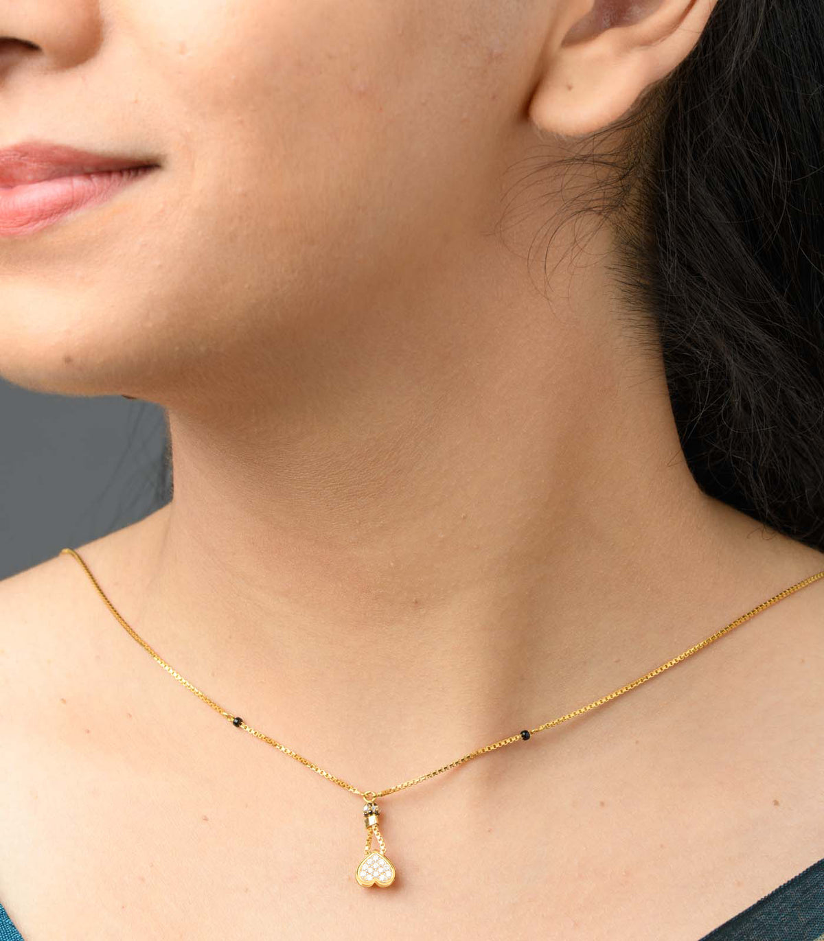 Hanging heartstone Mangalsutra