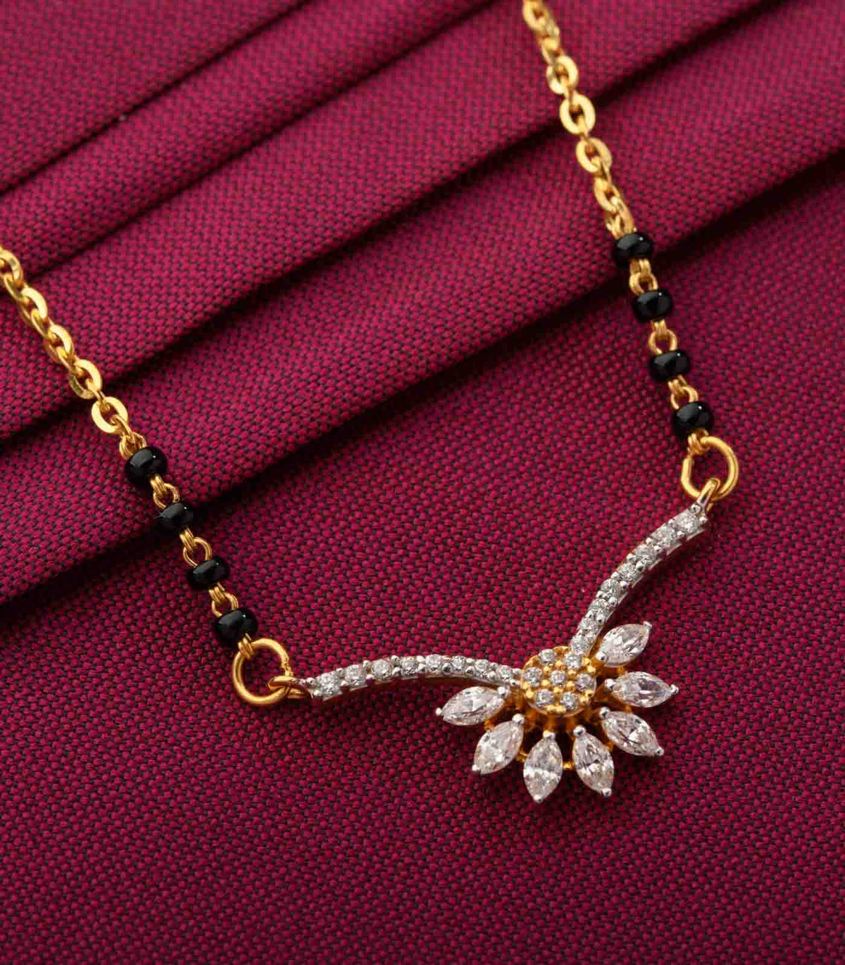 White Stone Bloom Mangalsutra