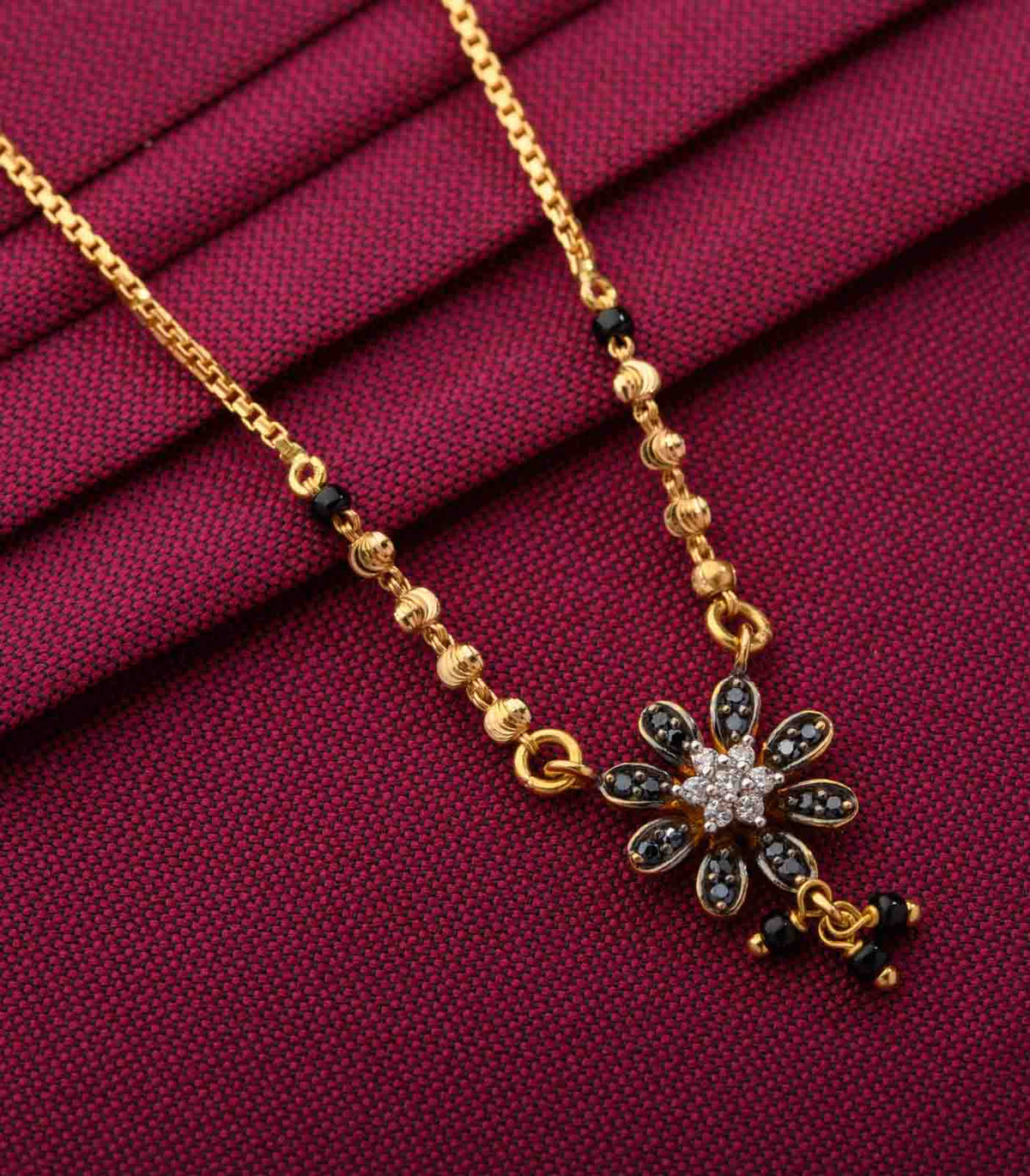 Black Stone Flower Mangalsutra