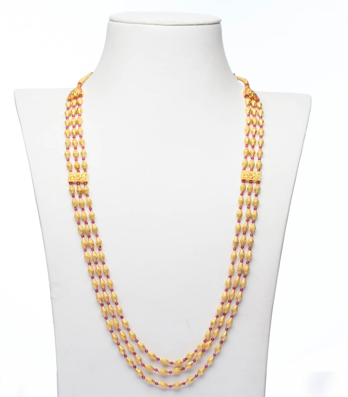 Tri Layered Single Beaded Necklace