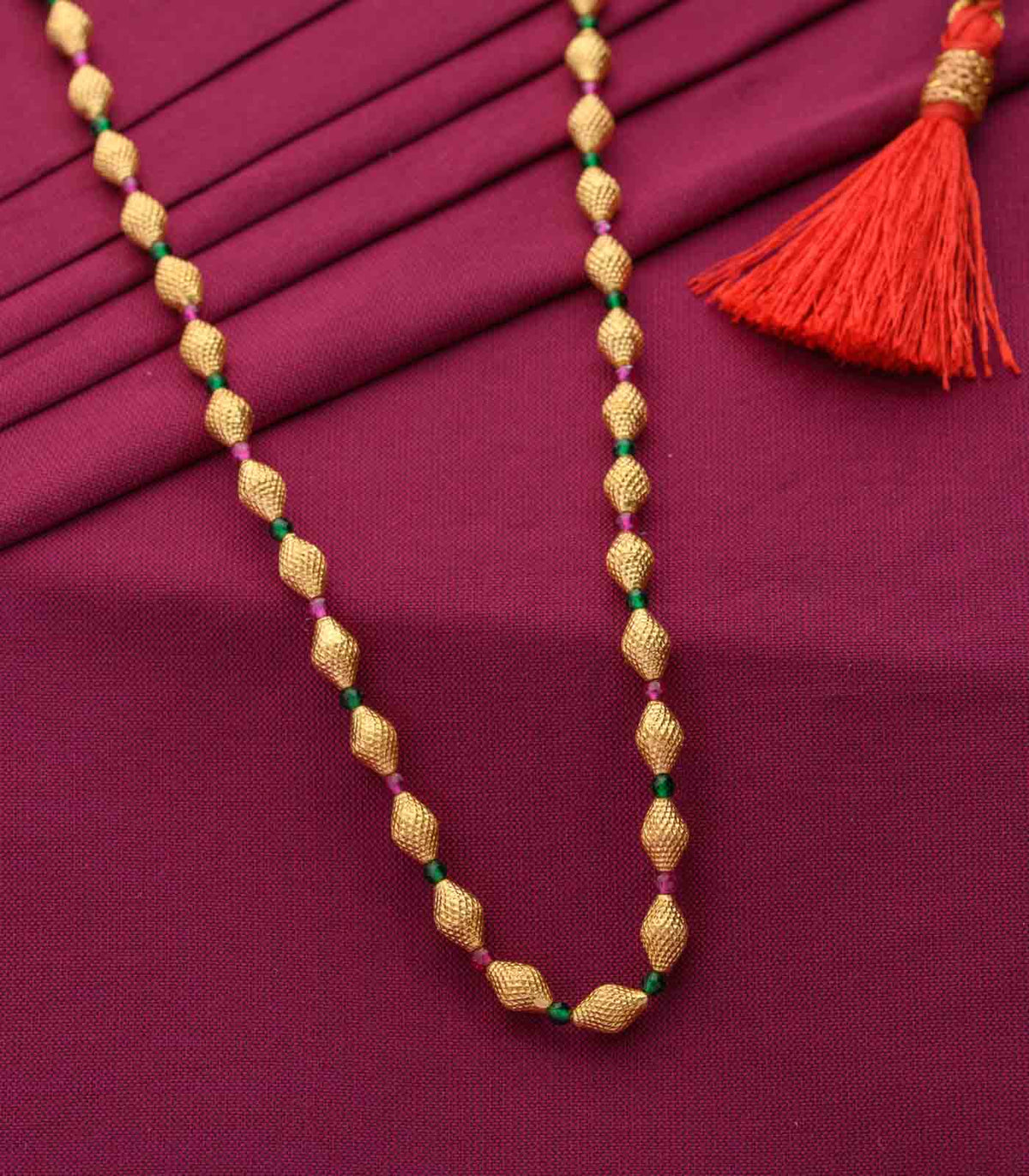 Conical Bead Single Layered Gold Necklace