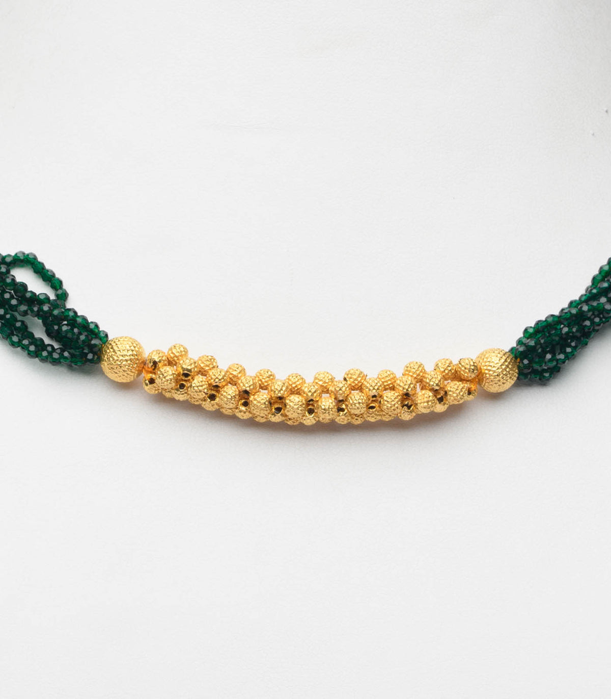 Green Beads Linear Pendant Necklace