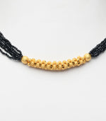 Black Beads Linear Pendant Necklace