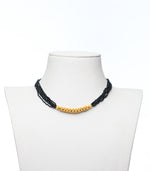 Black Beads Linear Pendant Necklace