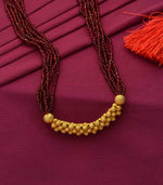 Maroon Beads Linear Pendant Necklace