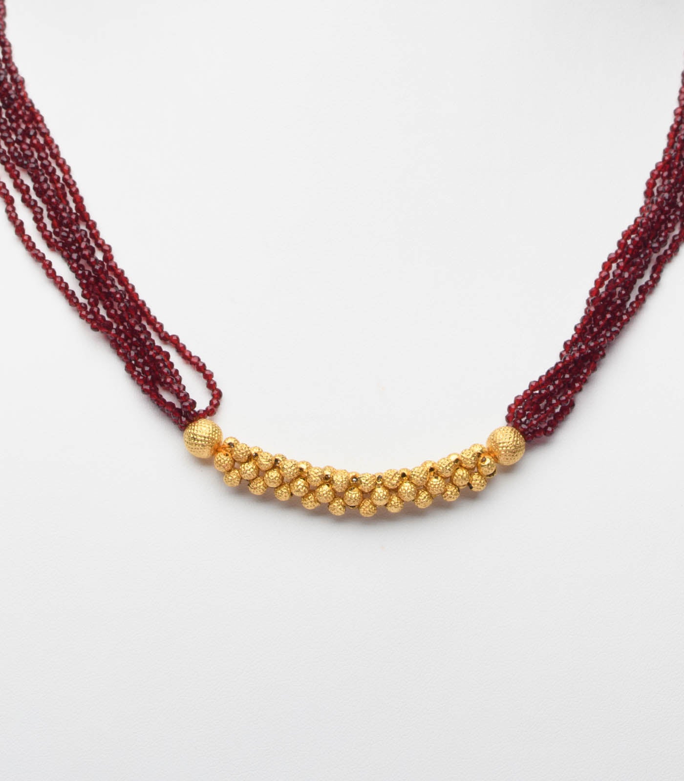 Maroon Beads Linear Pendant Necklace