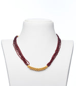 Maroon Beads Linear Pendant Necklace