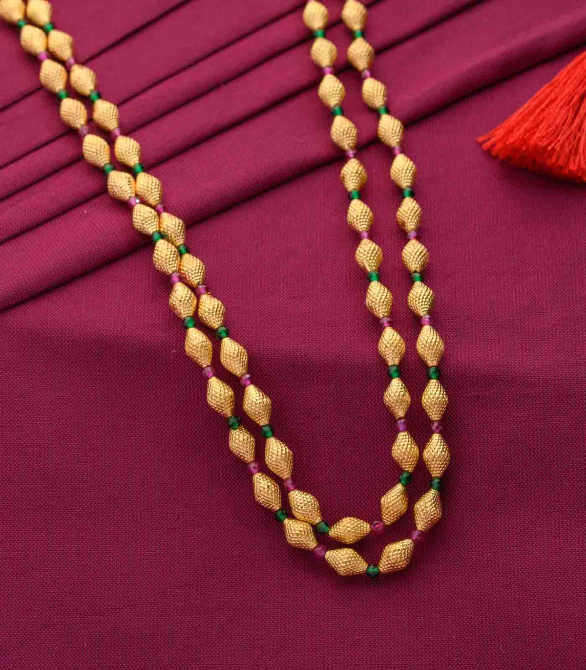 Conical Beads Dual Color Beads Necklace, beaded necklace, beaded necklaces, gold necklace women