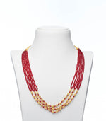 Layered Conical Red Bead Necklace