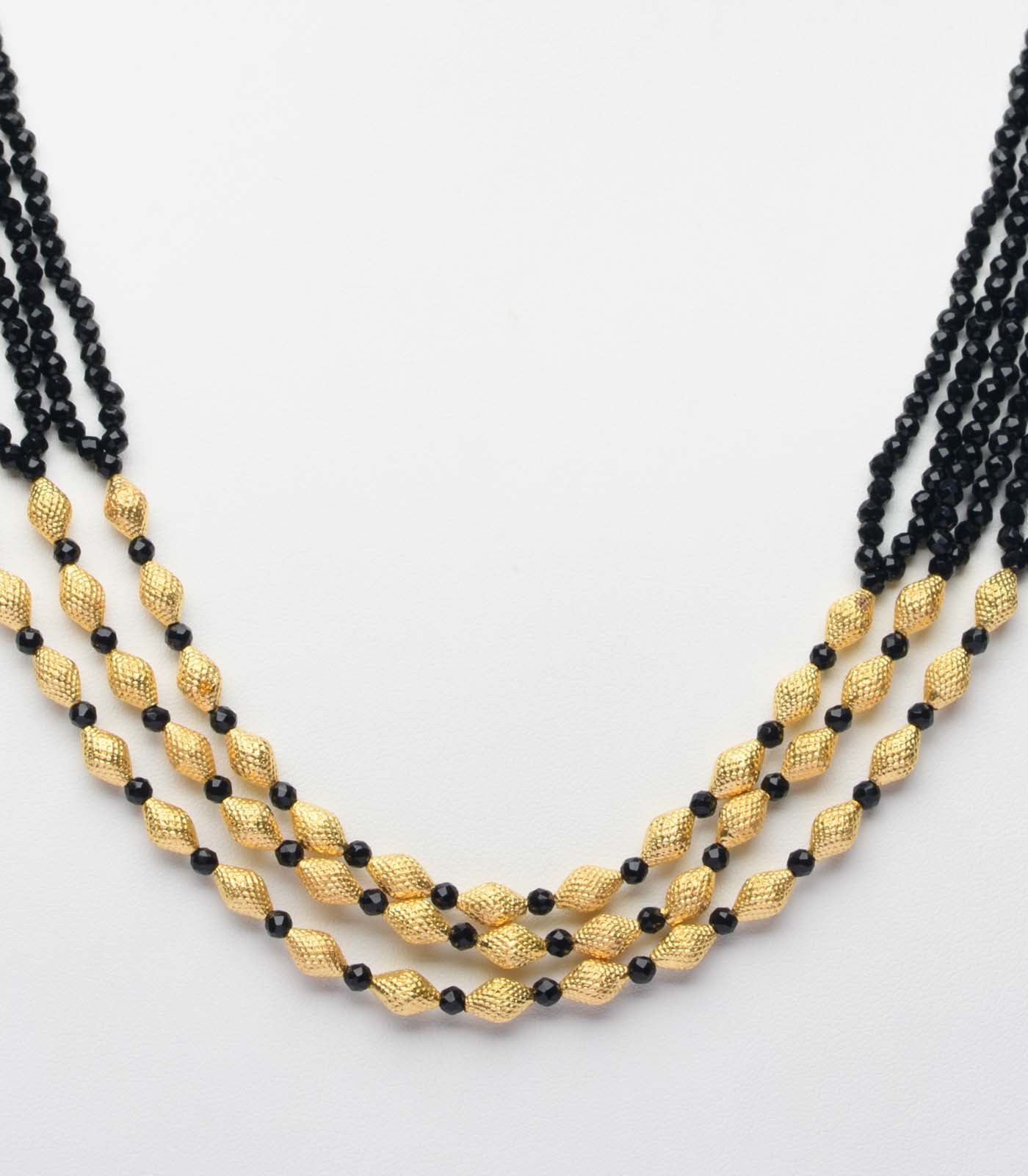 Layered Conical Black Bead Necklace