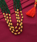 Layered Conical Green Bead Necklace