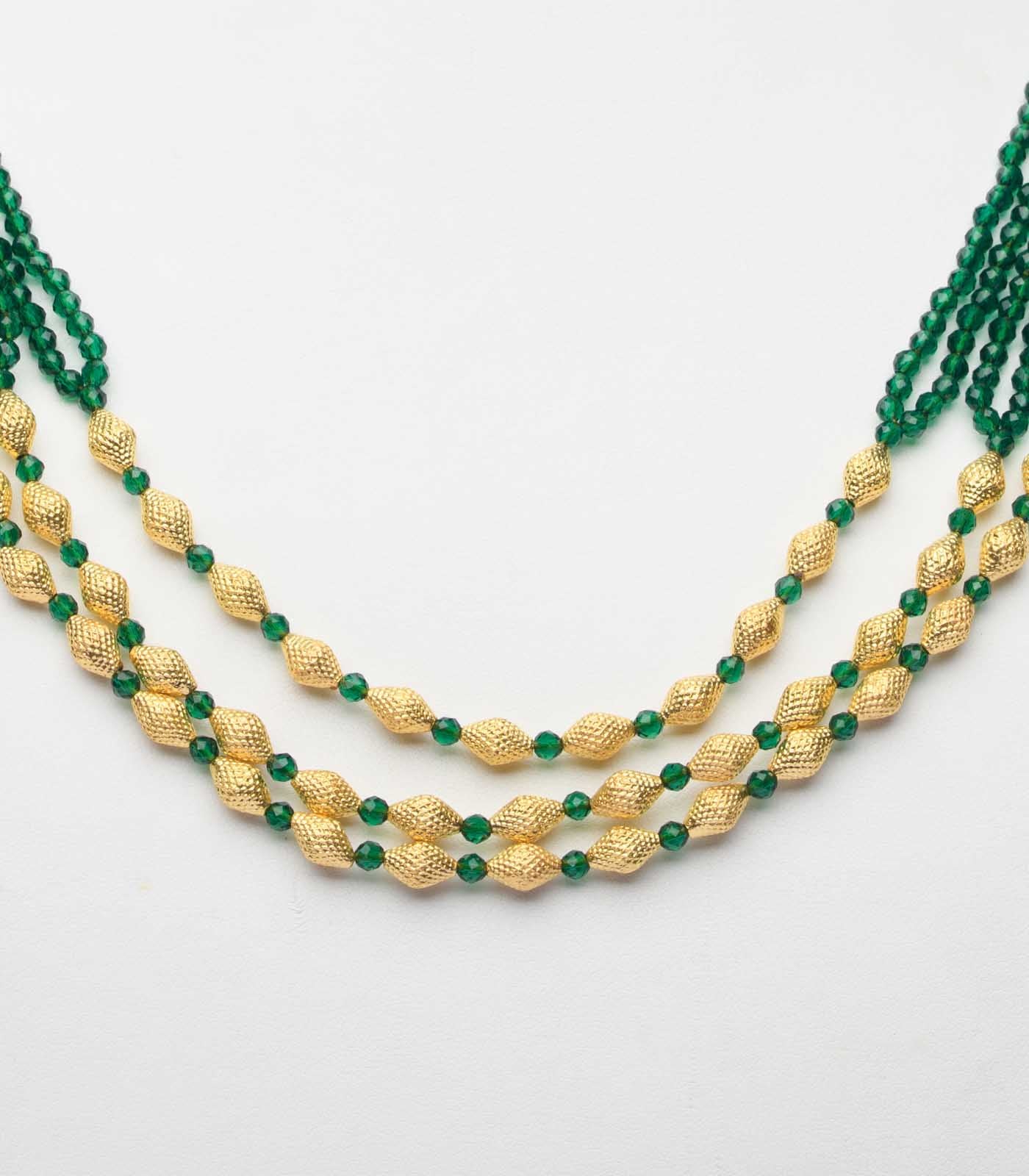 Layered Conical Green Bead Necklace