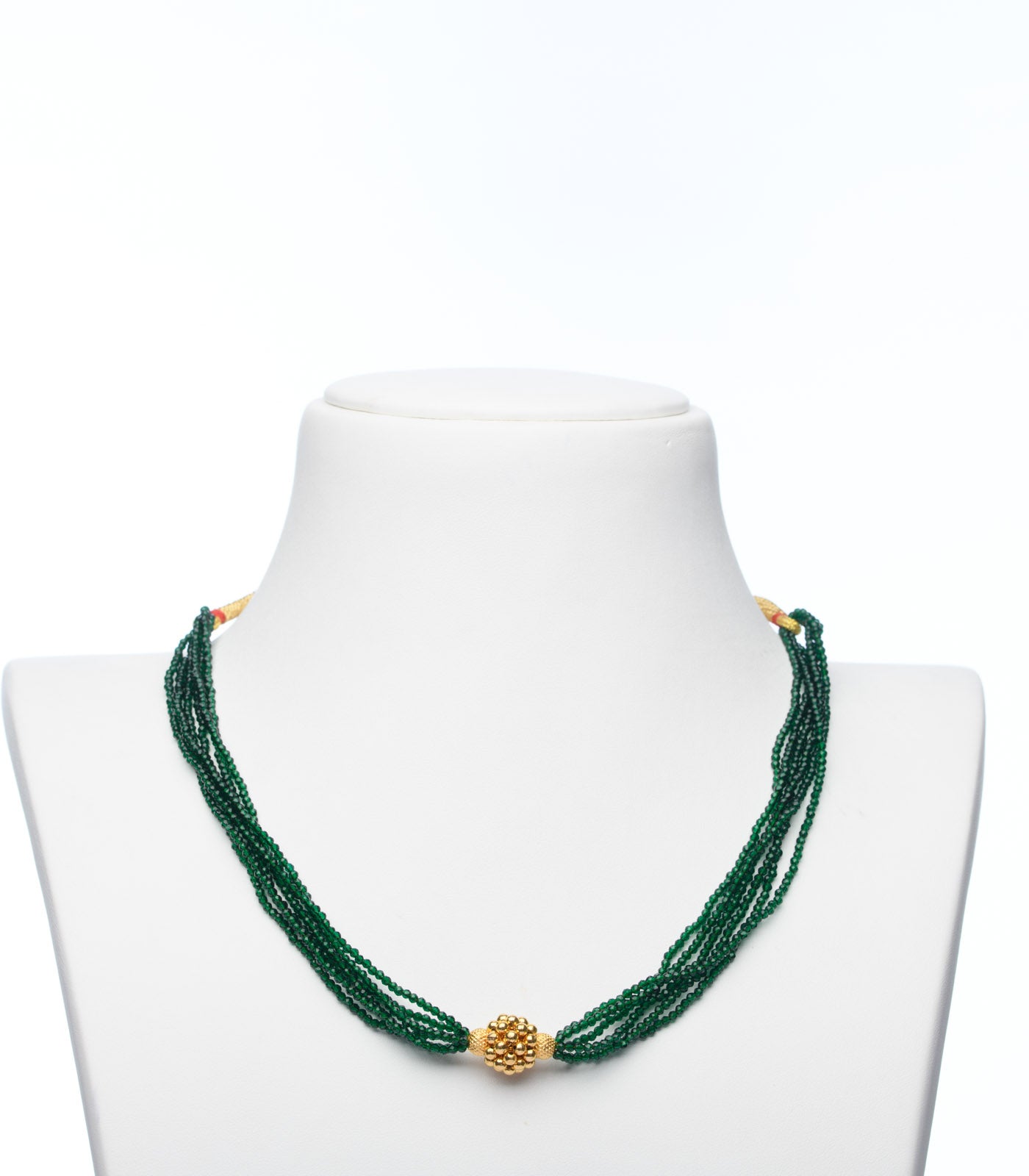 Green Beads Radiant Gold Pendant Necklace