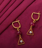 Pearl in Triangle Earrings