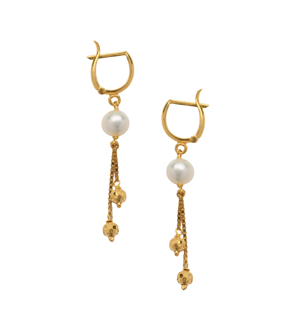 Dual Tasseled With Pearl Earrings