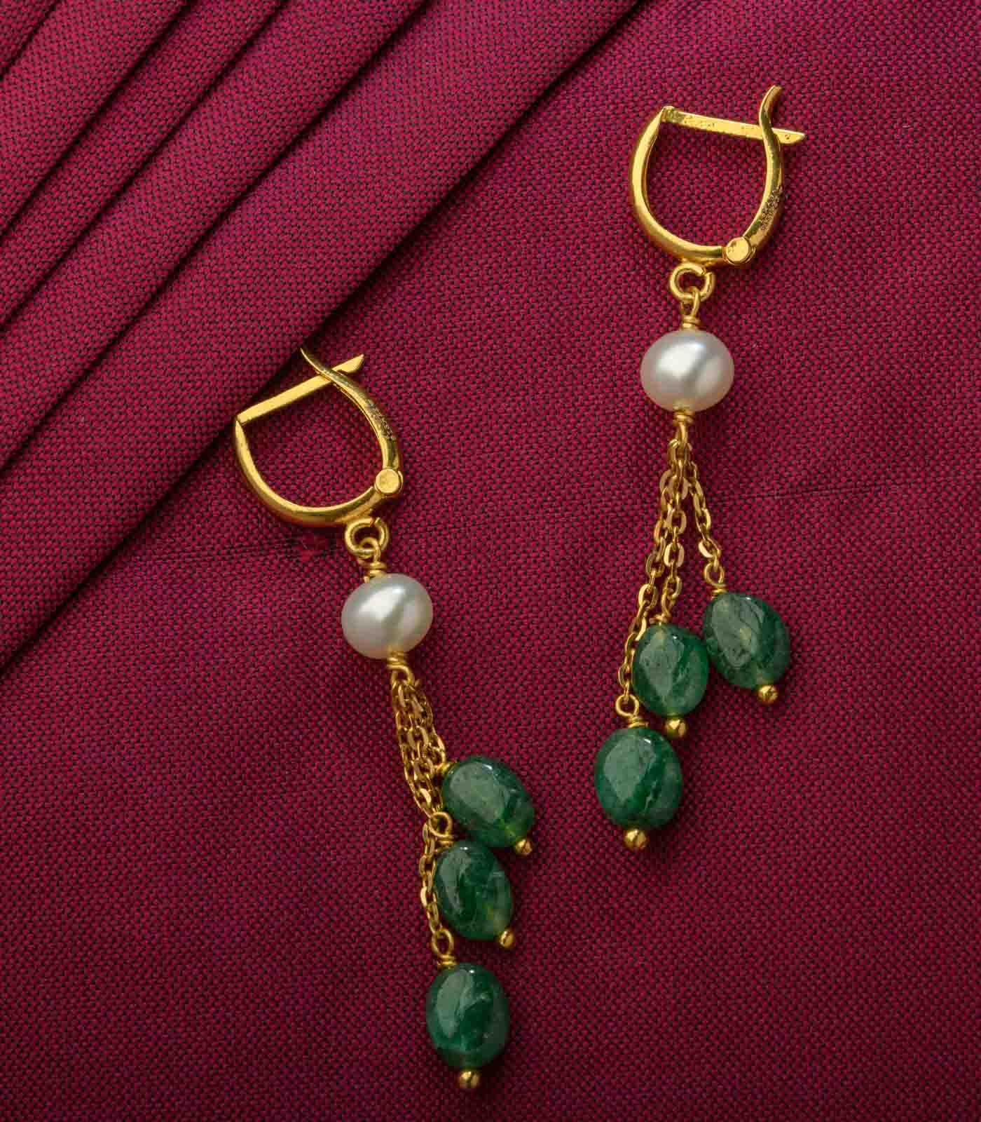 Trident Green Gemstones Earrings