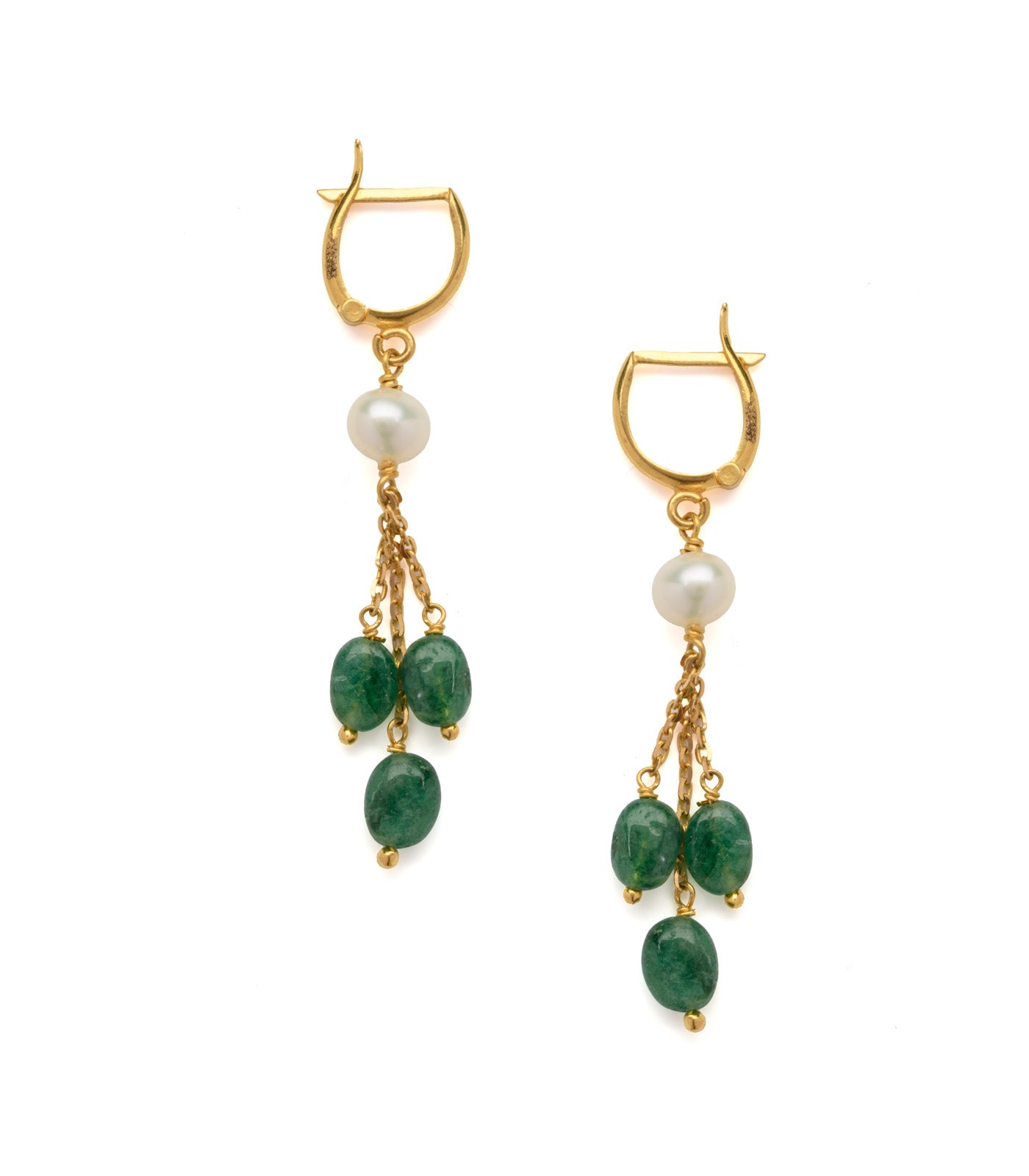 Trident Green Gemstones Earrings