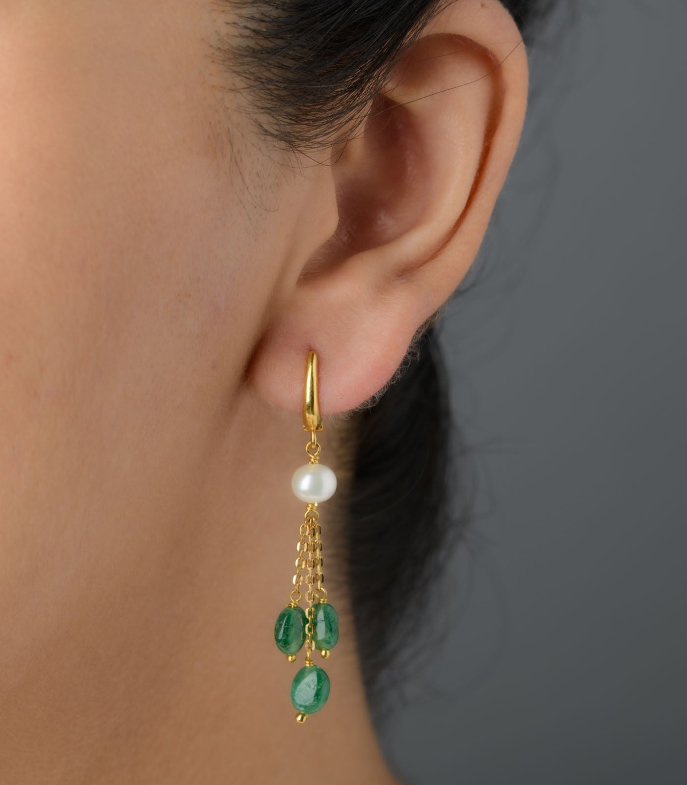 Trident Green Gemstones Earrings