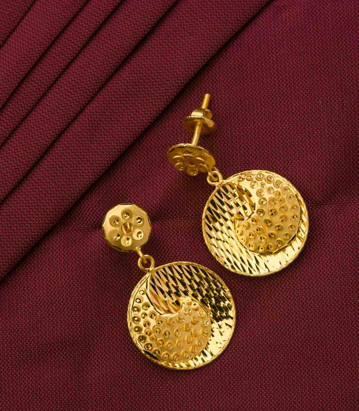 Annular Textured Golden Earrings