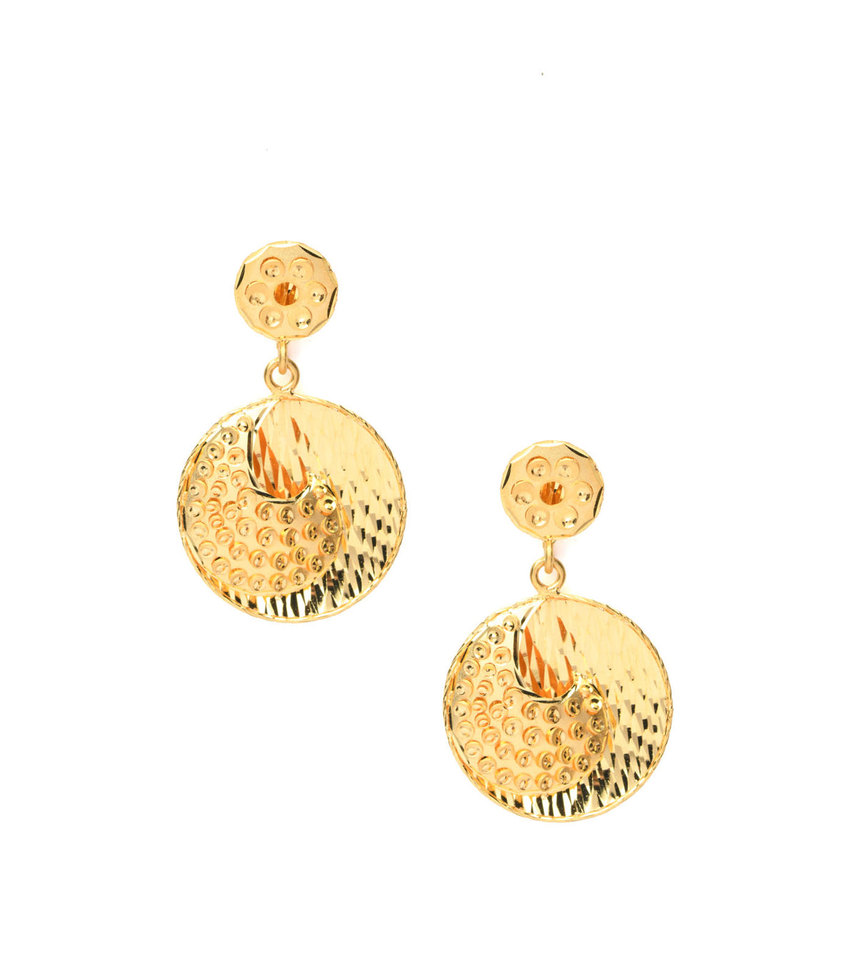 Annular Textured Golden Earrings