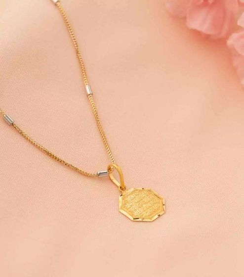 Gold Rose Flower Rectangle Pendant Necklace – OUZEL