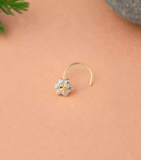 Jewelsmart Cubic Zirconia Gold-plated Plated Silver Nose Ring Price in  India - Buy Jewelsmart Cubic Zirconia Gold-plated Plated Silver Nose Ring  Online at Best Prices in India | Flipkart.com